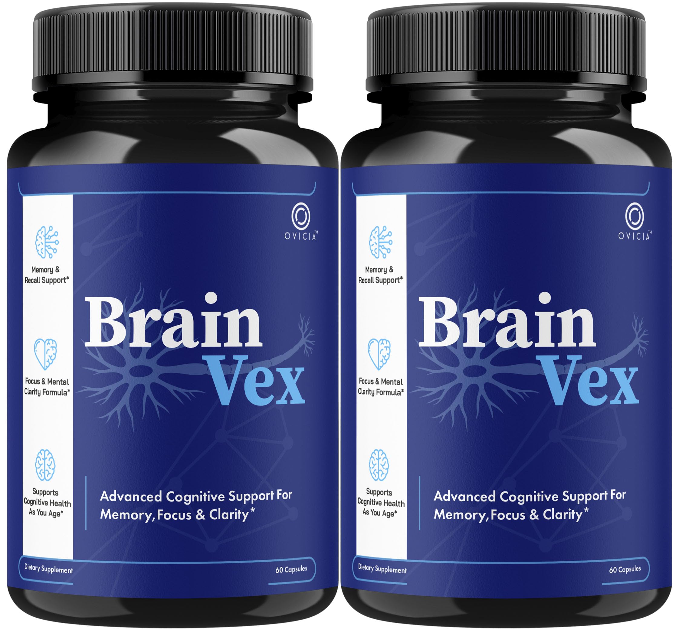 (2 Pack) Brain Vex Capsules - BrainVex Pills with All Natural Ingredients, Advanced BrainVex Capsules Overall Health and Wellness Vitamin Supplement Formula for Max Strength, 120 Capsules for 2 Months