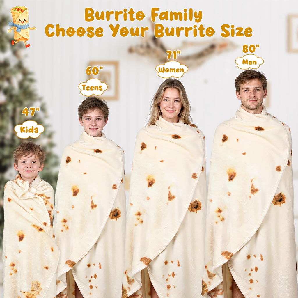 LetsFunny Burrito Tortilla Throw Blanket, Funny Realistic Food Blanket,47in