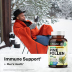BIO KRAUTER Pine Pollen Extract Capsules for Men's Support, 1000 mg