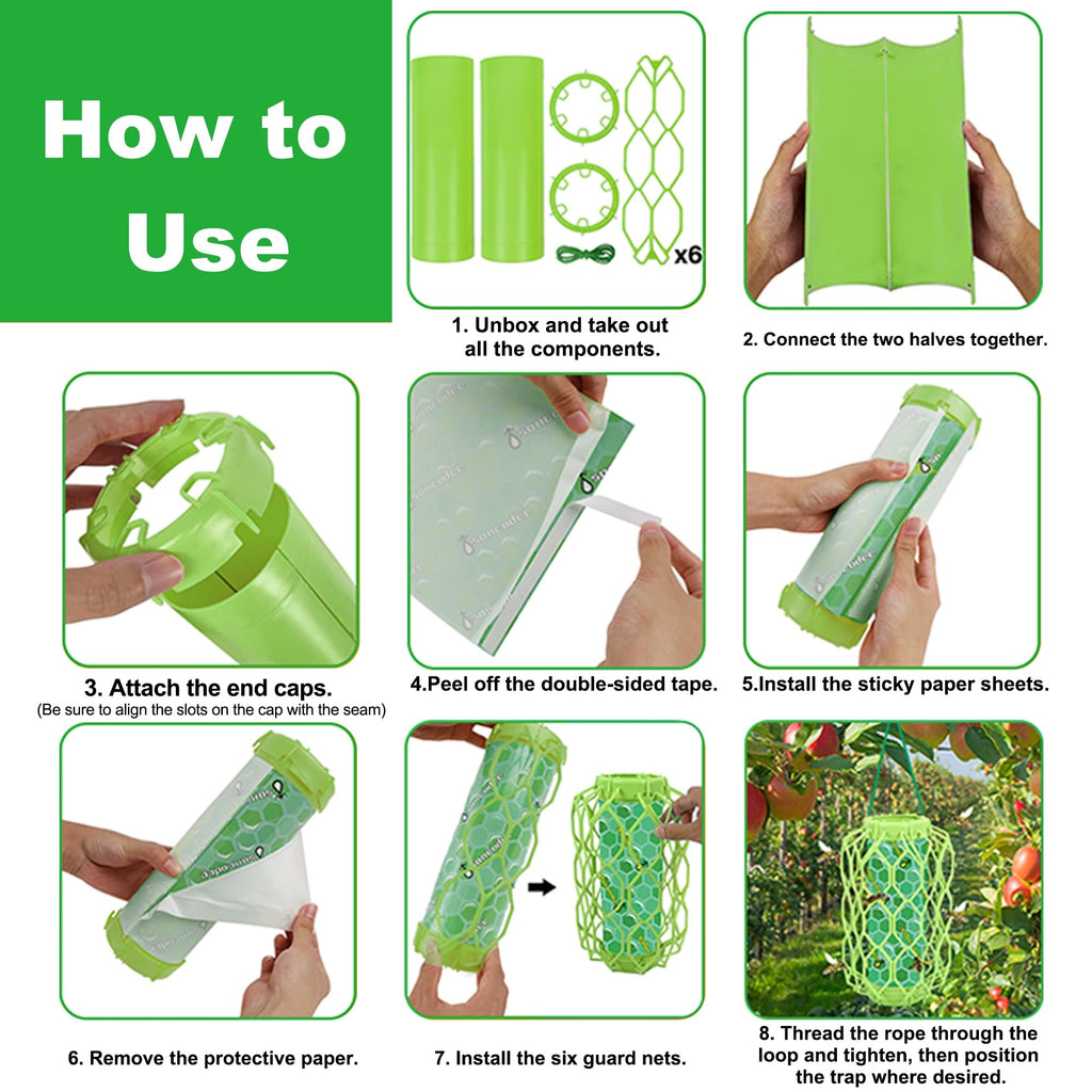 4 Pack Wasp Trap Outdoor Hanging, Carpenter Bee Catchers for Outside(Green)