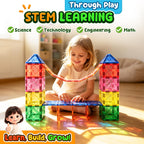 Soyee Magnetic Tiles Toddler Toys Games Sensory Toys for Toddlers 3-4 Magnetic Blocks for Kids Age 3-5 4-8 Outdoor Toddler Activities Preschool Building Learning Toys