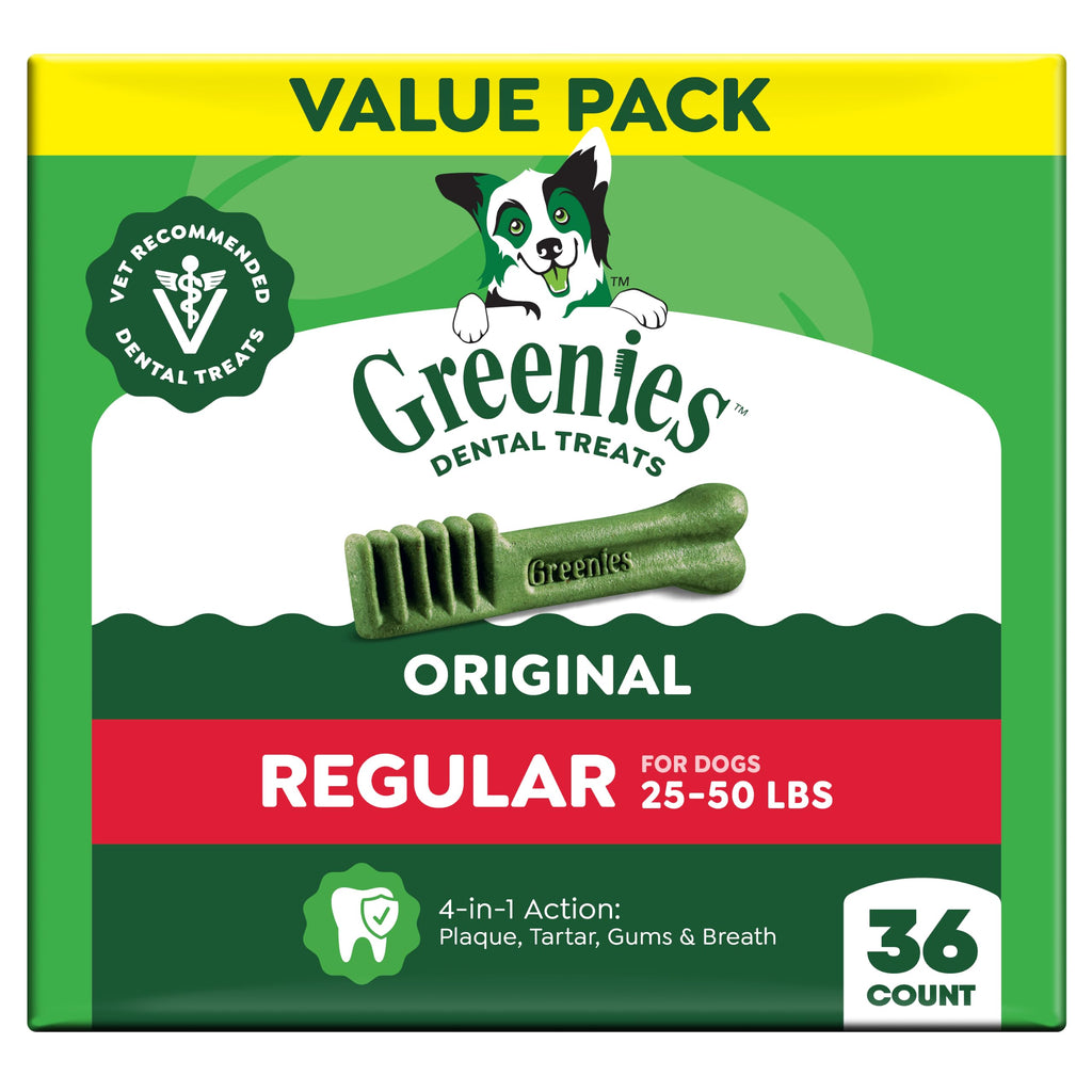 Greenies Regular Dental Dog Treats, Original Chicken Flavor, 36 Count