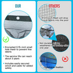 Leaf Cover for Above Ground Pool, Durable Black Mesh Swimming Pool Leaf Net Cover with Winch & Cable for Leaves and Debris for 18 Ft Round Pools (Black, 18 Ft)