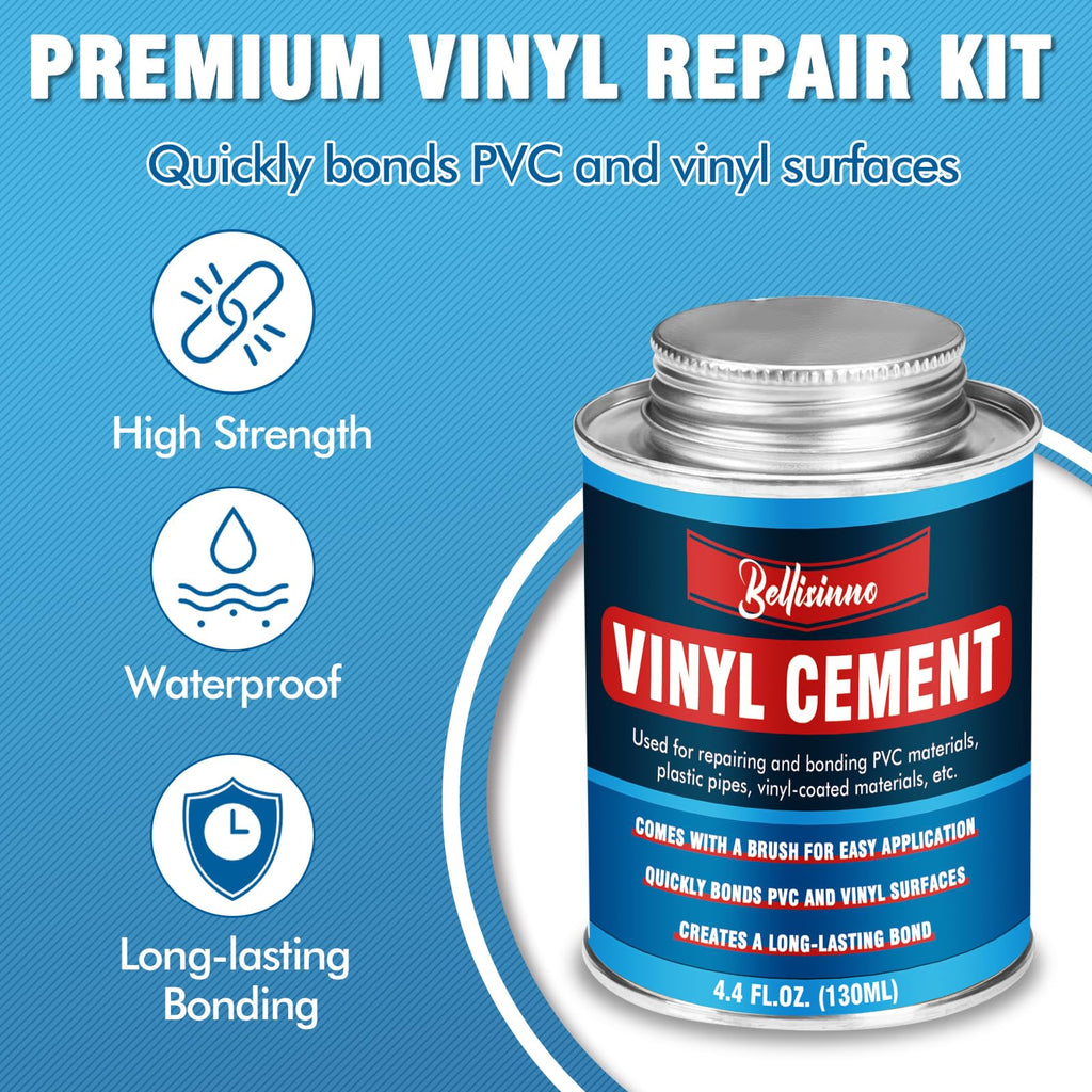 Vinyl Cement, Vinyl Glue for Inflatables, Waterproof Adhesive, High Strength PVC Cement for a Variety of Pool Liners, Tarps, Hot Tubs, Air Mattresses (4.4 oz.)