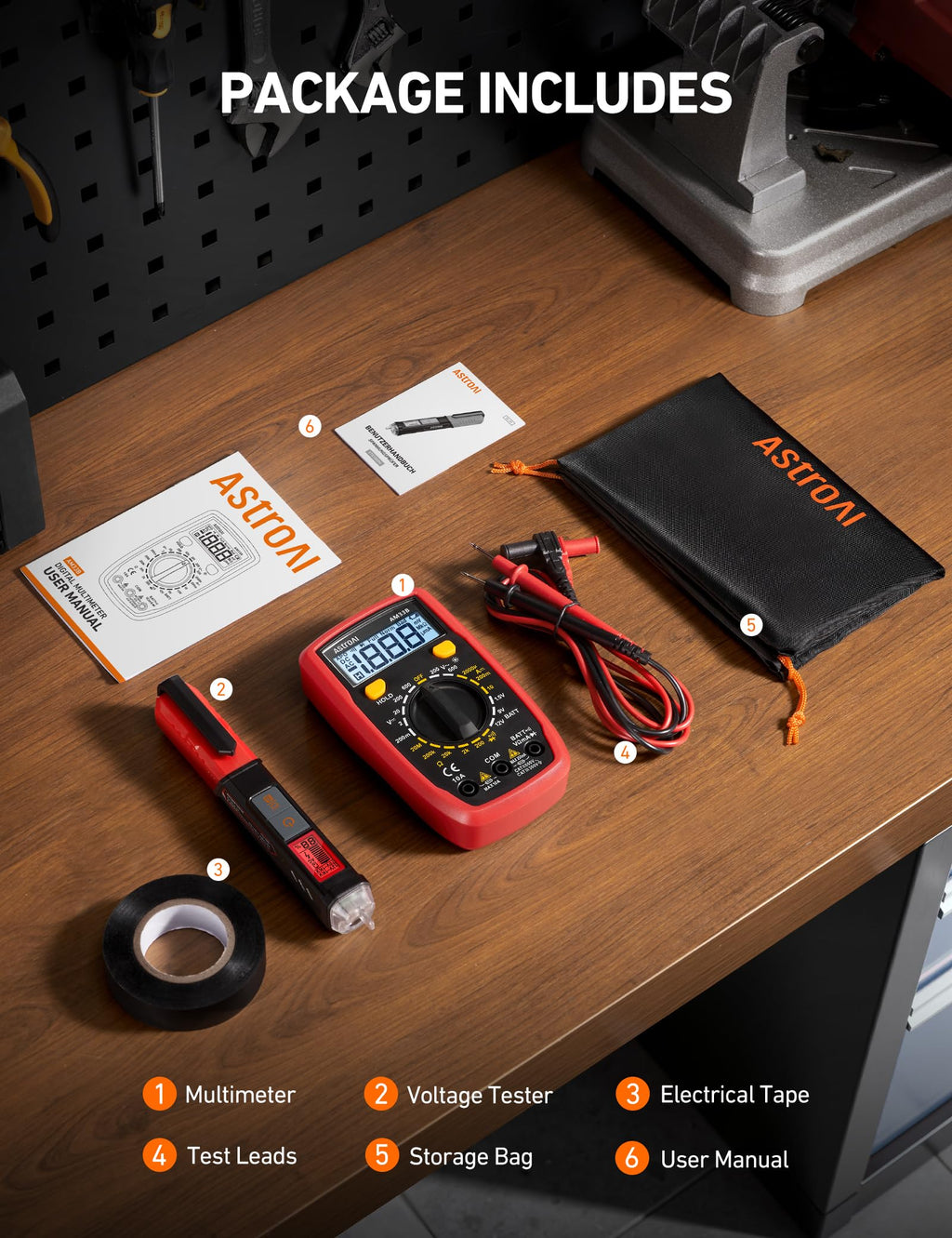 AstroAI Electrical Test Kit ETK1, Digital Multimeter, Non-Contact Voltage Tester & Screwdriver, Electrical Tape, an Ideal Set for Electricians, DIYers, Handymen