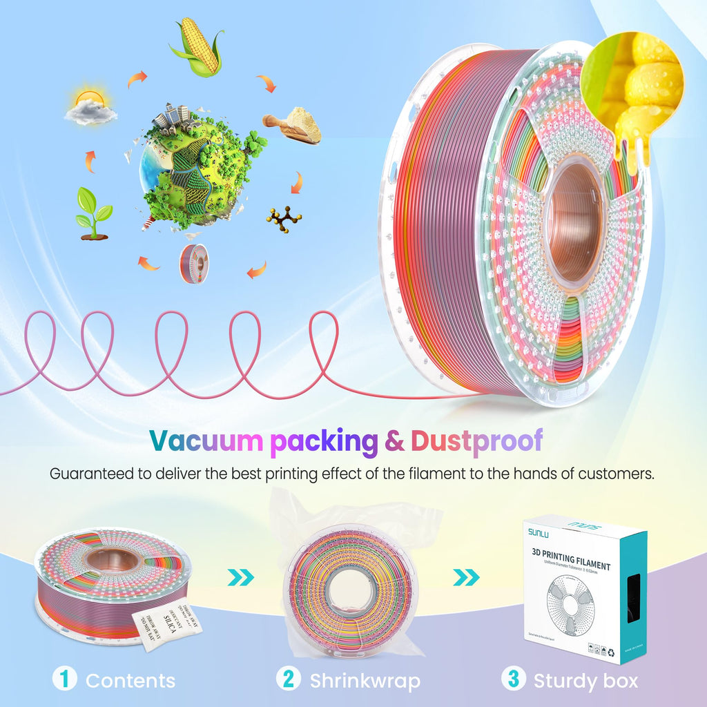 SUNLU 4KG Rainbow PLA Filament Bundle Multicolor, 4kg in Total