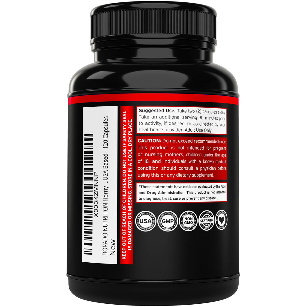 Horny Goat Weed For Men and Women - [Maximum Strength 1590mg] Maca, Ginseng, L-Arginine, Tribulus - Premium Hornygoatweed - Icariin Epimedium For Men - 3rd Party Tested - USA Made - 120 Count