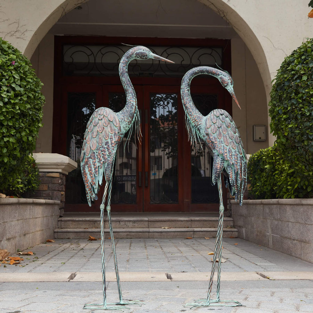 Kircust Garden Crane Statues Metal Heron Outdoor Statue, 46 Inch