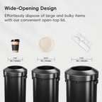 EKO Urban 32 Gallon Round Black Stainless Steel Open Top Waste Bin, Tall Commercial Trash Can for Indoor/Outdoor, Extra Large Metal Garbage Bin for Office, Restaurant, Restroom,120L