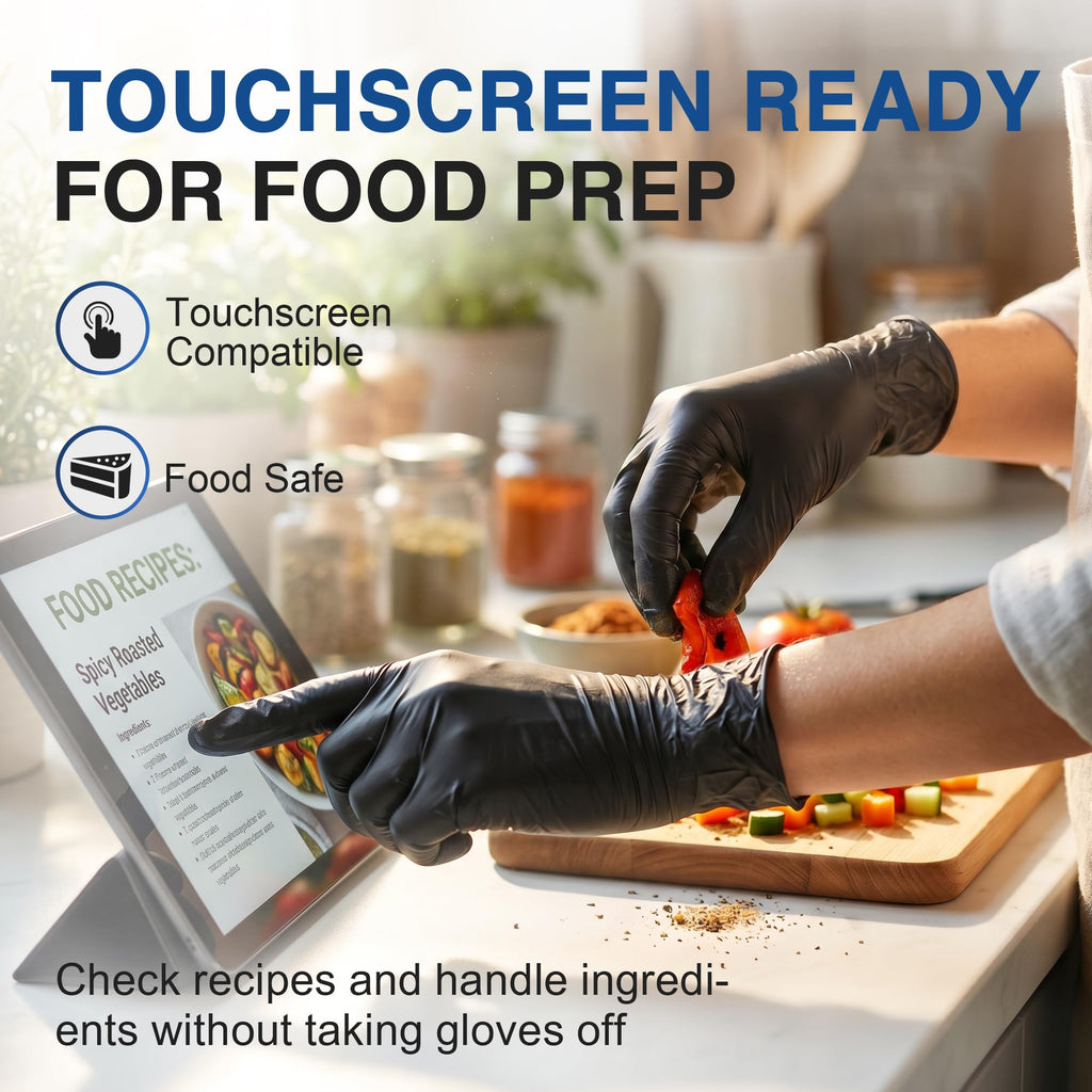 Schneider Black Nitrile Gloves, Gloves Disposable Latex Free, Powder Free