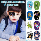 Siifert 80 Pcs Latex Free Adhesive Eye Patches for Kids Latex Free Disposable Cute Adhesive Bandages for Amblyopia Light Blocking Lazy Eye Toddler Boys Girls, 8 Styles