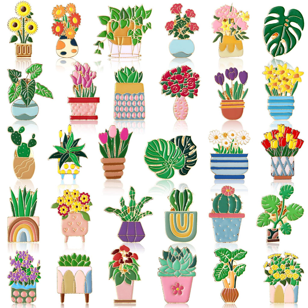 Landical 30/60 Pcs Cute Enamel Pins Bulk Plant Flower Animal Halloween Gothic Fall Pumpkin Cartoon Lapel Pin Brooches Jewelry Gift for Backpack Clothes Hats Accessories(30 Pcs,Plant)