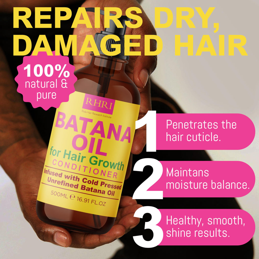 Rida Hair Research Institute Batana Oil Shampoo & Conditioner Set for Hair Growth Lightening Thinning Hair for Men and Women