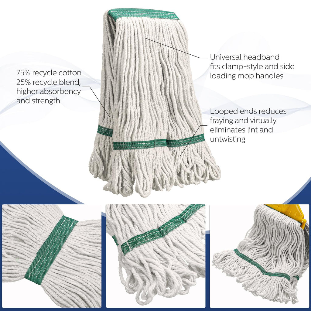 Eccliy 24 Pack Heavy Loop End Cotton String Mop Head Heavy Duty Mop Head Commercial Refills Replacement Bulk for Home Industrial Commercial Floor Cleaning
