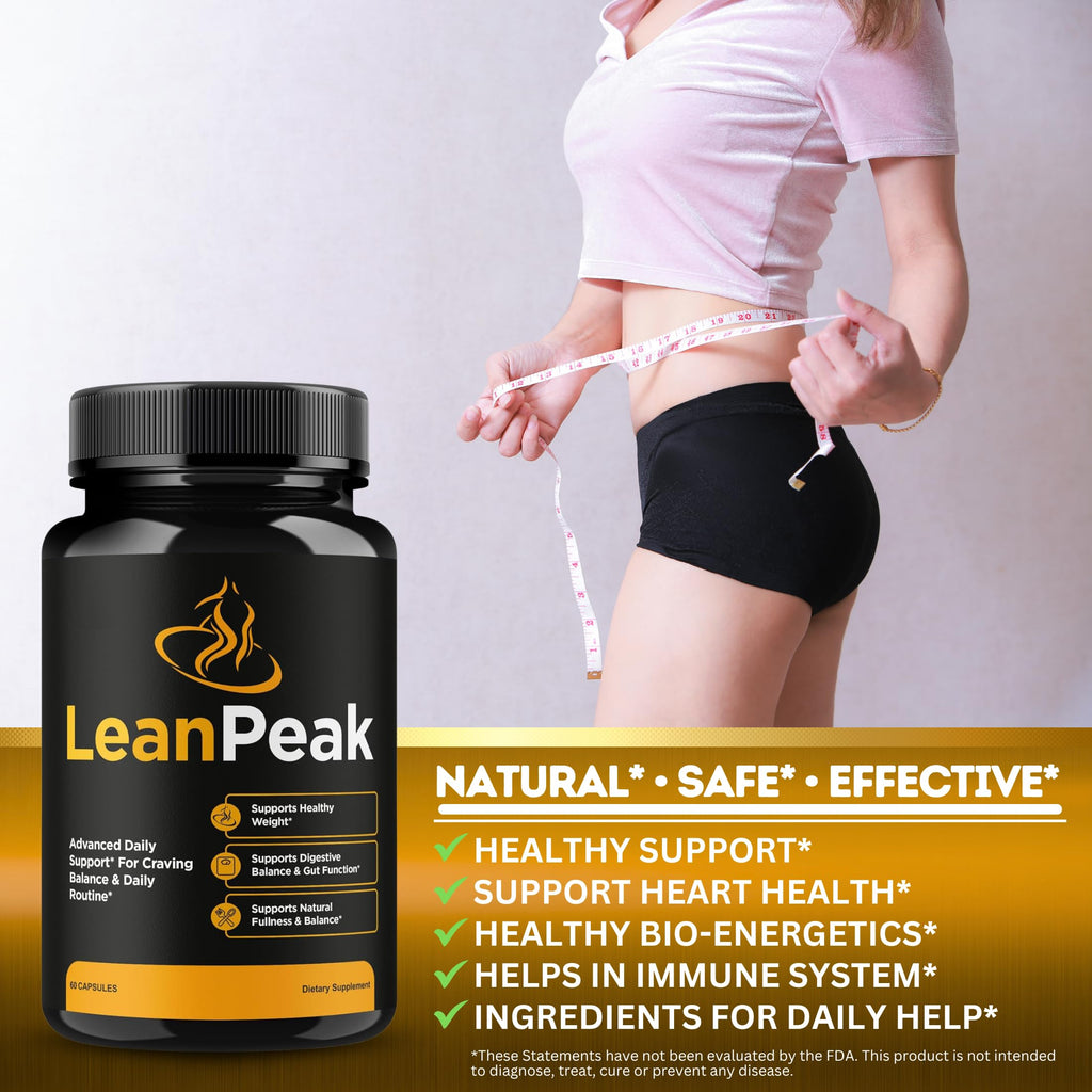 Original Lean Peak Advanced Pills Capsule, Advance Premium Official Leanpeak Formula, Natural Ingredients for Overall Health & Balanced Healthy Lifestyle | 60 Capsules Each Bottle (Pack of 2)