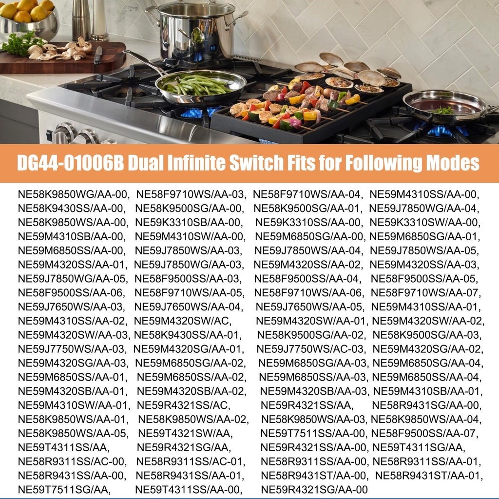 DG44-01006B PER001-12D Dual Infinite Switch Compatible with Samsung Range Surface Element Control, DG44-01006B Dual Infinite Switch Replaces for Samsung PER001-12D, for Stove Replacement Parts