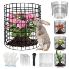 10 Pack Plant Protectors from Animals Wire Plant Protector Cage to Keep Animals Out with Zip Ties & Stakes, 30 Panels Bendable Metal Mesh for Flowers Vegetables