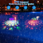 BOXPSII Floating Pool Lights(2 Pack), Pool Lights IP68 Waterproof, Rechargeable RGB Upper and Lower Color Changing Pool Floating Light with 6 Dynamic Lighting, Floating Light for Pool, Garden,Paths