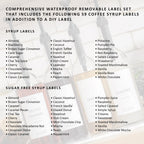 Demi's Home 25.4 oz 750 ml Glass Coffee Syrup Dispenser for Coffee Bar - 4 Pack - Comprehensive Label Set & ¼ oz Pumps Included