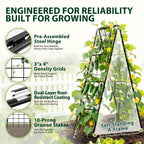 Heavy Duty 2 Pack 50"x17" Adjustable A-Frame Trellis for Climbing Plants Outdoor, Metal Rust-Proof Garden Trellis, Dense Grid Climbing Frame Trellis for Raised Beds, Cucumber, Tomatoes Outdoor