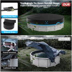 AGROAIDE 14ft Round Pool Cover, 420D Heavy Duty Oxford Fabric with Ratchet Tie Downs - UV Resistant, Cold & Keeps Out Debris