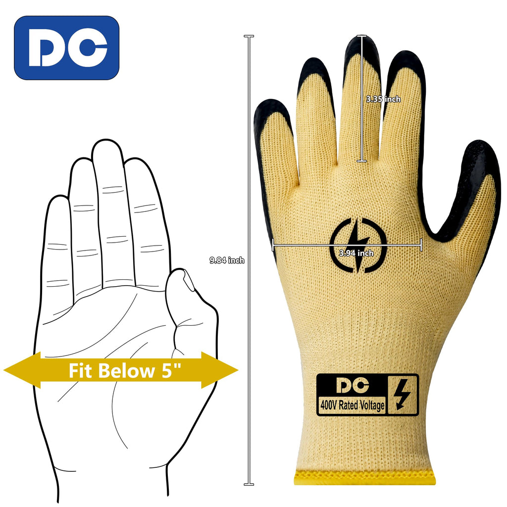 DongChu 10 Pairs Insulated Electrician Gloves 400V Voltage Resistant Gloves Flame Retardant Work, Electrical Rubber Non-slip Texture Design for Electricians Prevent Shock