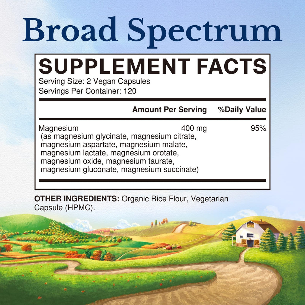 Vitalitown 10 in 1 Magnesium Complex Supplement - 400mg Elemental Magnesium Chelated with Glycinate, Citrate, Malate, Taurate & More - for Sleep Heart Energy, Non-GMO, Vegan, 240 Caps