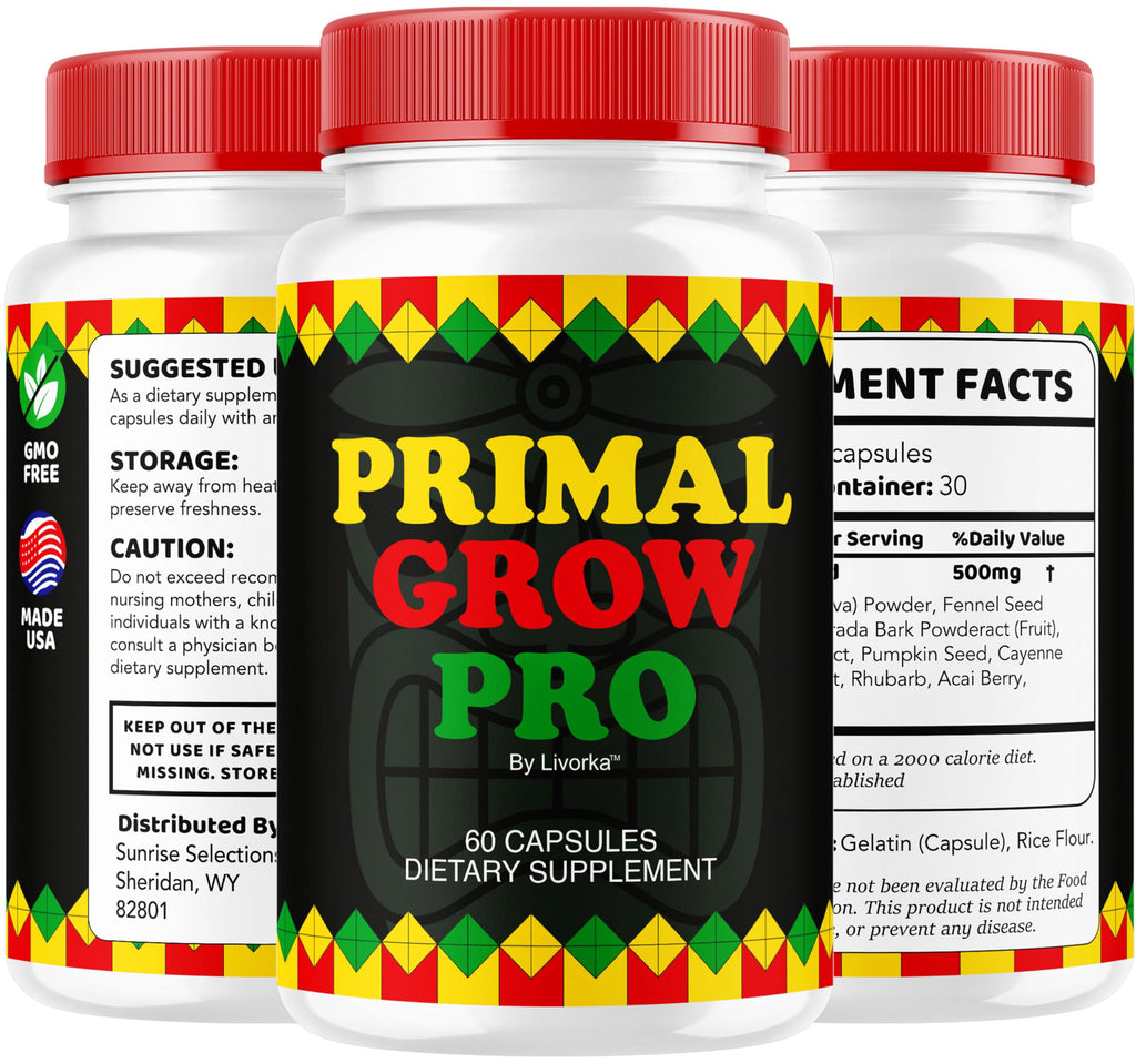(2 Pack) Primal Grow Pro for Men - Official Primal Grow Pro Advanced Formula Premium Supplement Pills for Men - Maximum Strength, Natural Support Overall Health & Wellness, 120 Capsules for 2 Months