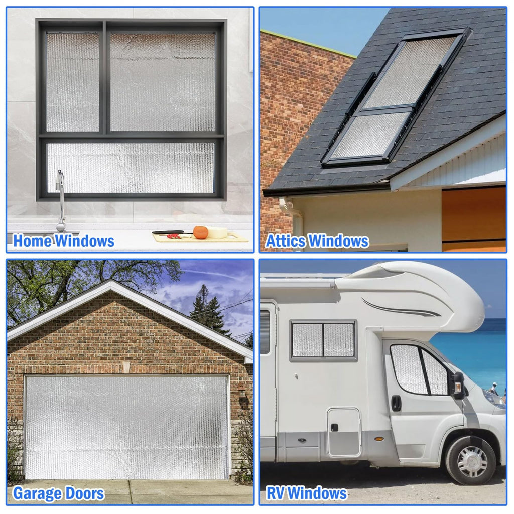 YoleShy Double Reflective Insulation 48 in X 10 FT RV Window Insulation for Summer Heat Reflective Window Film for Roof, Car, Garage Doors