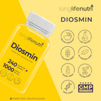 Diosmin 1000mg Advanced Formula - 240 Capsules for Circulatory Health Support, 4-Month Supply, Non-GMO, Made in USA - Daily Wellness Supplement