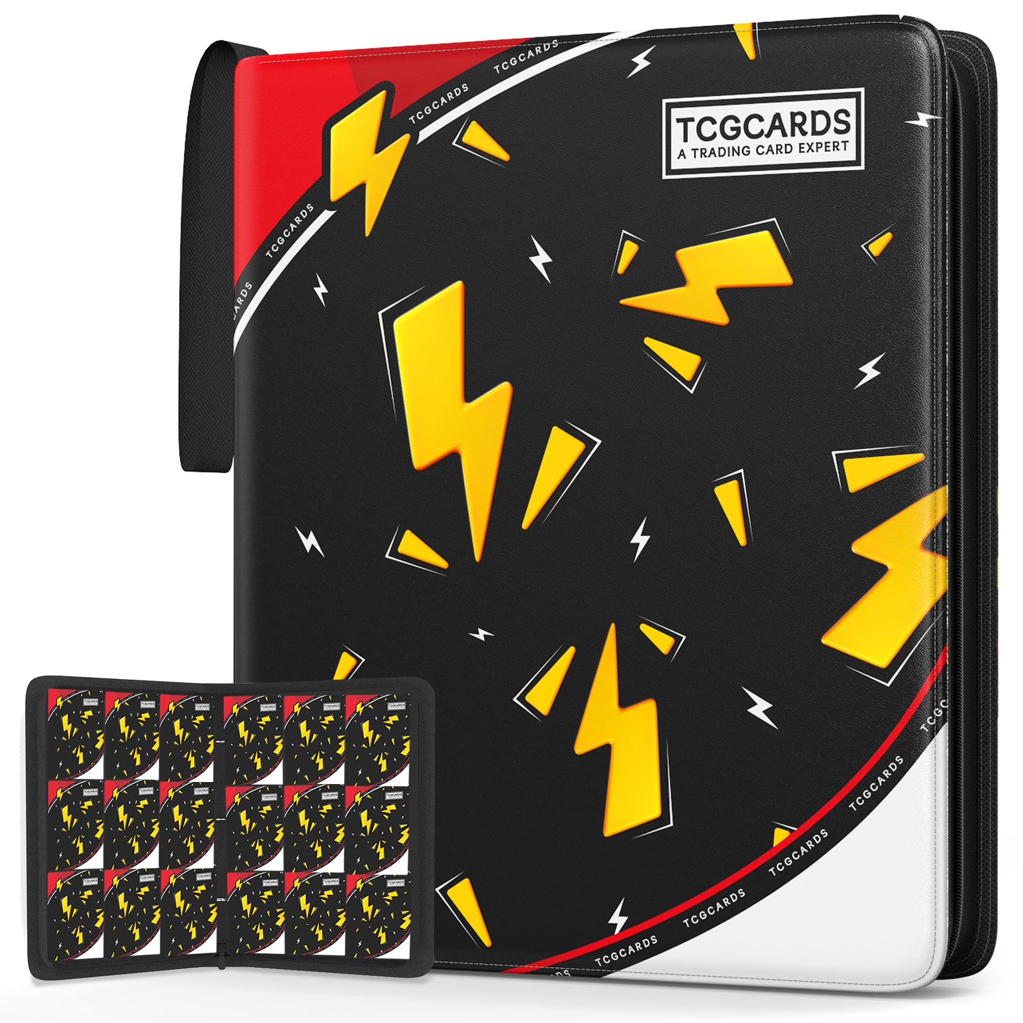 Trading Card Binder 9 Pocket,Card Binder 900 Pockets,Card Book Holder Cards with 50 Removable Sleeves,3-Ring Zip Design MTG/TCG/Sport Collectible Trading Card Albums Gifts for Boys and Girls (Black)