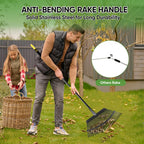 Coopvivi Garden Leaf Rakes, 6FT Rakes for Lawns Heavy Duty 25 Metal Tines 18.5 inch Wide, Adjustable Steel Handle, Rakes for Leaves, Gathering Shrub, Grass, Flower Beds
