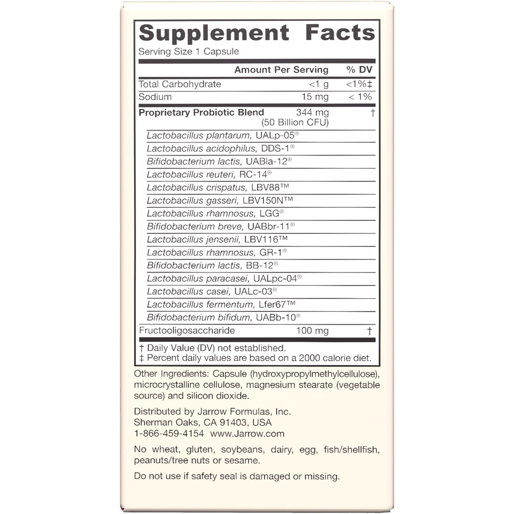Jarrow Formulas Fem-Dophilus Vaginal & Digestive Probiotic 50 Billion CFU, 9 Clinically-Studied Strains, for Vaginal Flora & Yeast Balance, Urinary Tract, Digestive, & Immune Support, 30 Capsules