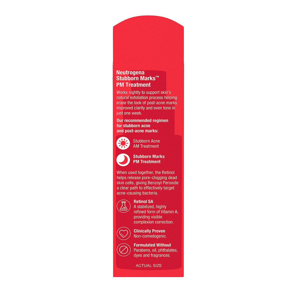 Neutrogena Retinol SA, Stubborn Marks PM Treatment, Face-Exfoliating Treatment to Help Reverse the Look of Post-Acne Marks & Uneven Skin Tone, Non-Comedogenic, PM Treatment, unscented, 1.0 Fl Oz
