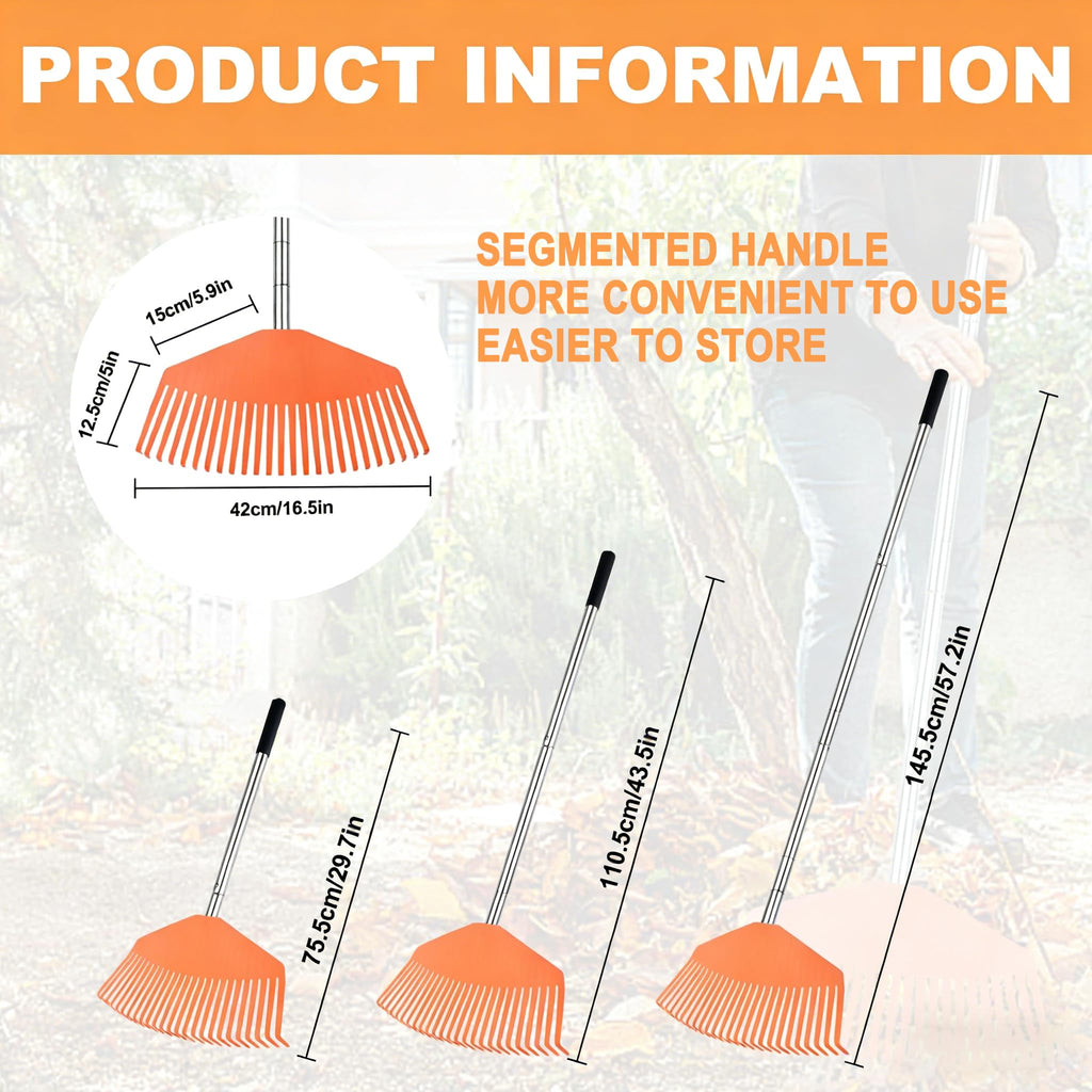 YEELOR Leaf Rake with 16.5‑inch Plastic Head