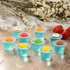 VITEVER [130 Sets - 1 Oz ] Jello Shot Cups, Small Plastic Containers Lids, Airtight and Stackable Portion Cups, Salad Dressing Container, Dipping Sauce Cups, Condiment Cups Lunch, Party to Go, Trips