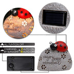 TERESA'S COLLECTIONS Garden Decor, Cute Ladybug Garden Decor with Solar Light, Waterproof Resin Garden Statue, Ladybug Gifts, Garden Gifts for Women Mom, Indoor/Outdoor, 5.1"