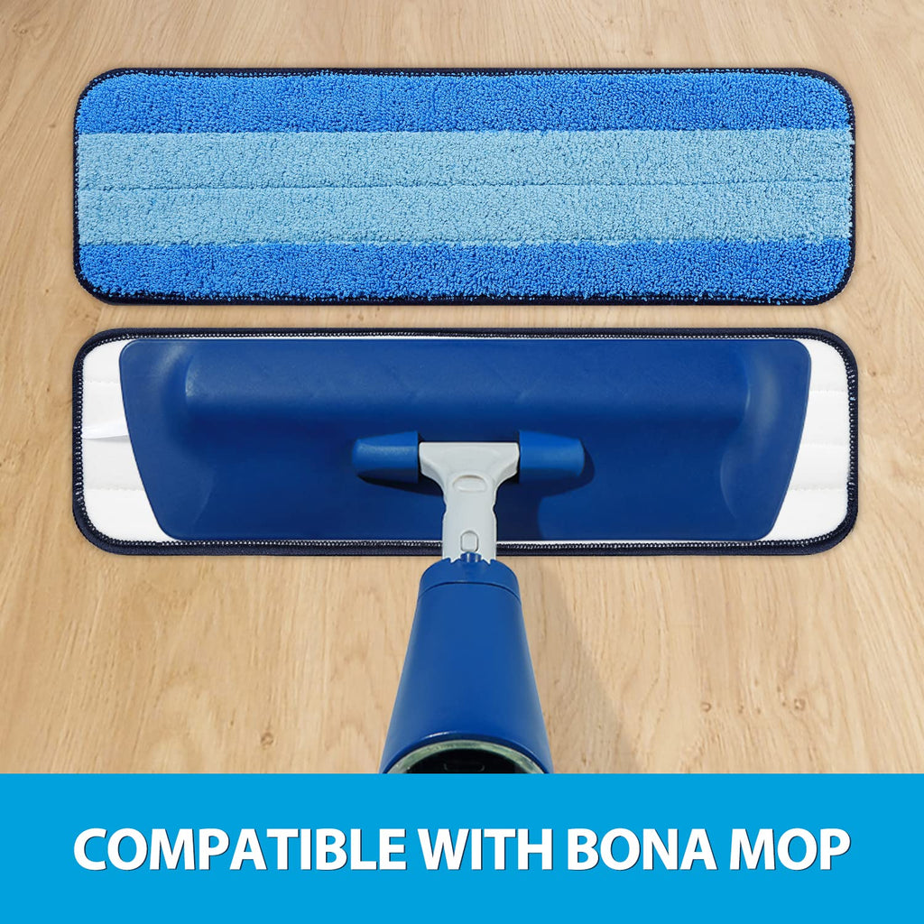 MR. SCRUB 6 Pack Microfiber Cleaning Pads for Bona Mop, Safe for Hardwood and Hard-Surface Floors, Reusable Microfiber Mop Pads for 18 Inch Mop, No Residue, Super-Absorbent, Over 500 Machine Washes
