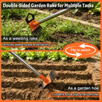 HRADHOL Weed Puller Tool with Long Handle, 60" Manual Weed Remover Tool, 2-in-1 Weeder Rake and Hoe Garden Tool, Uprooting Weeding Tool for Yard, Lawn, Patio, Garden