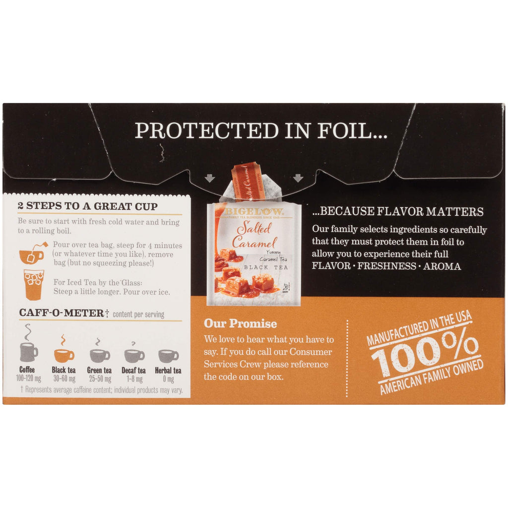 Bigelow Tea Salted Caramel Black Tea, Caffeinated Tea with Caramel and Salt, Holiday and Christmas Tea, 18 Count Box (Pack of 6), 108 Total Tea Bags