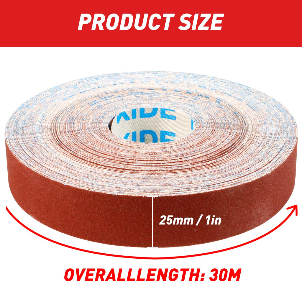 Emery Cloth Roll 80 Grit 1" x 98' for Metal & Wood