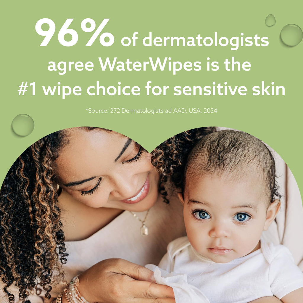 WaterWipes Sensitive+ Baby & Toddler Wipes, 3-In-1 Cleans, Cares, Protects, 99.9% Water, Textured Clean, Unscented & Hypoallergenic, 720 Count (12 Packs)