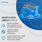 Shelly 1 Gen4 | Wi-Fi, Zigbee & Matter Smart Relay Switch with Dry Contacts, 1-Channel 16A | Home Automation | Alexa, SmartThings, Google Home, Apple HomeKit Compatible | Garage Door Opener
