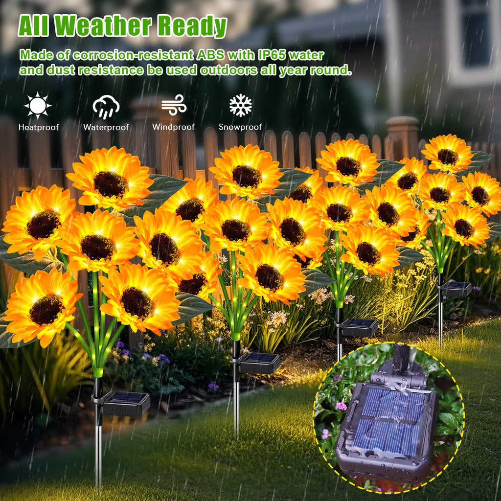 ostritec Sunflower Solar Lights Outdoor Decor, 6 Pack Solar Garden Decor Waterproof Solar Sunflower Outdoor Lights for Garden Patio,Flower Bed, Pathway, Gift for Women, Mom, Grandma (6 Pack)