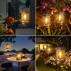 WdtPro Solar Lanterns Outdoor Lights, 6 Pack Bright Lanterns Outdoor Waterproof with Clip Patio Decor, Hanging Solar Lights for Outside Garden Yard Front Porch Table Decoration (Antique Copper)