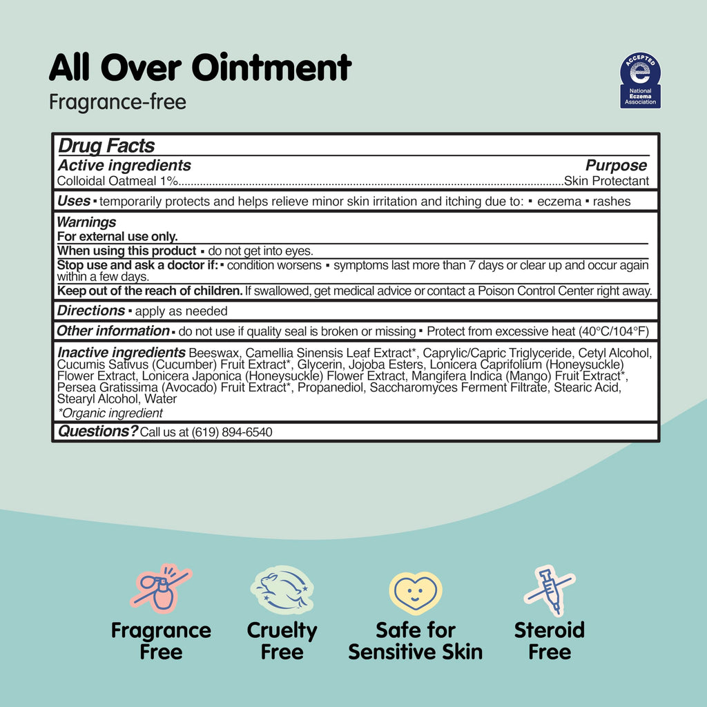 TUBBY TODD All Over Ointment - Baby Eczema Cream, Everyday Multi-Purpose Sensitive, Dry, Irritation Baby Skin Relief Cream, Steroid & Gluten Free, Fragrance Free - 1 Pack, 8 Oz