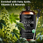 SOULSPA PURE Organic Castor Oil Glass Bottle for Hair Growth Face Scalp Skin USDA Certified 100% Pure Castor Oil Organic Glass Bottle