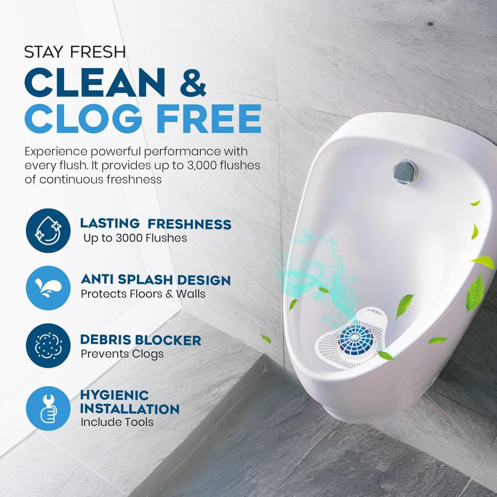 The ULTIMATE Urinal Cakes for Men Bathroom, Up to 3000 Flushes,12 Pack Urinal Screen Deodorizers, Ocean Breeze, Splash-Free Design, Fits All Urinals, Urinal Deodorizer, Gloves & Tongs included