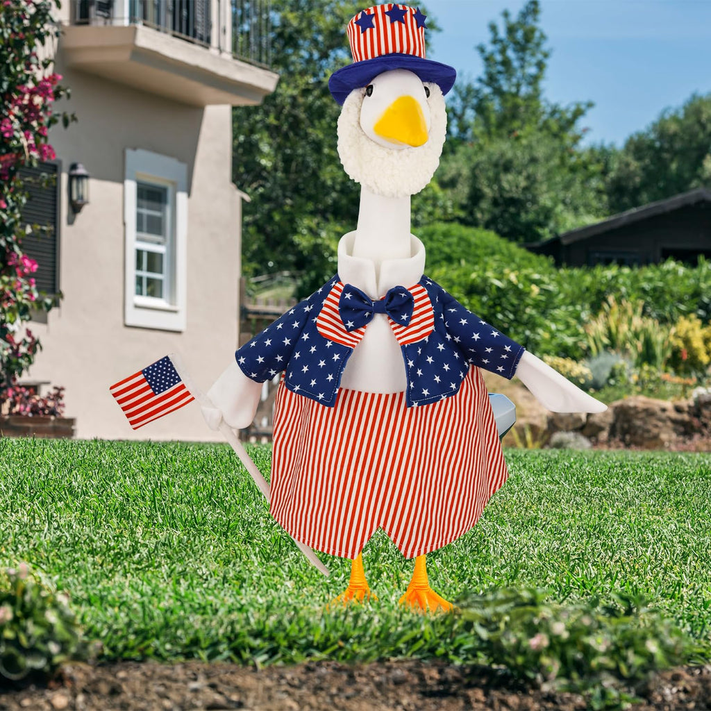 4th of July Porch Goose Outfits Patriotic Goose Costume for Outdoor Decor