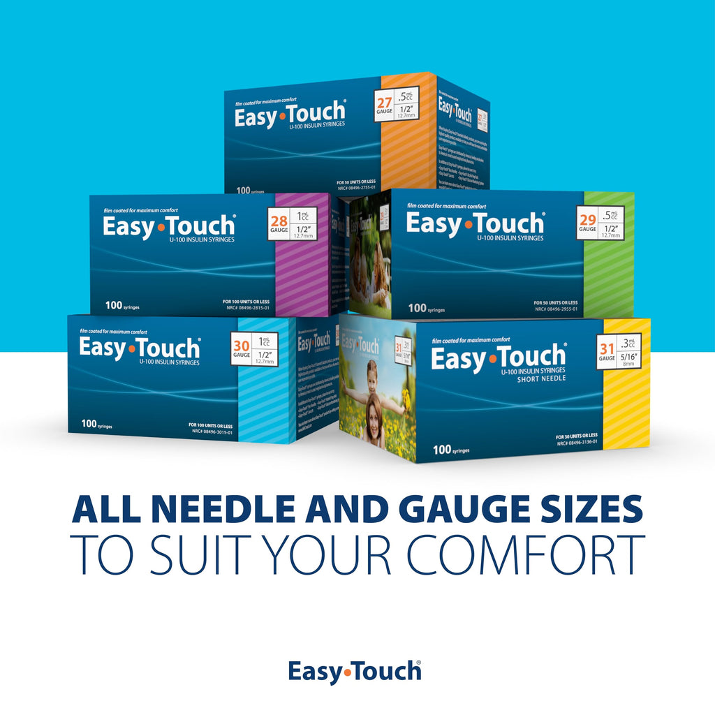 EasyTouch IW U-100 Insulin Syringes (30G 1.0cc 1/2") - 30 ct.
